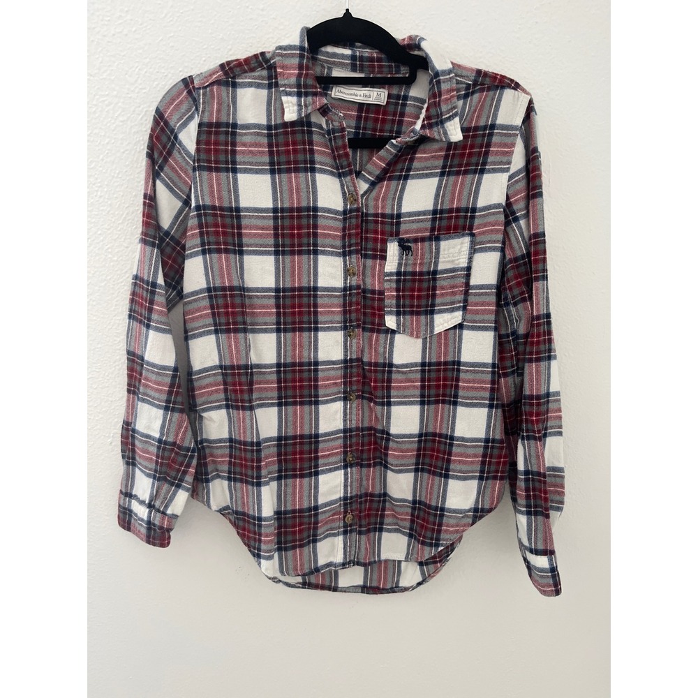 Abercrombie & Fitch Plaid Flannel Shirt Womens Long Sleeve Button Up Size Medium